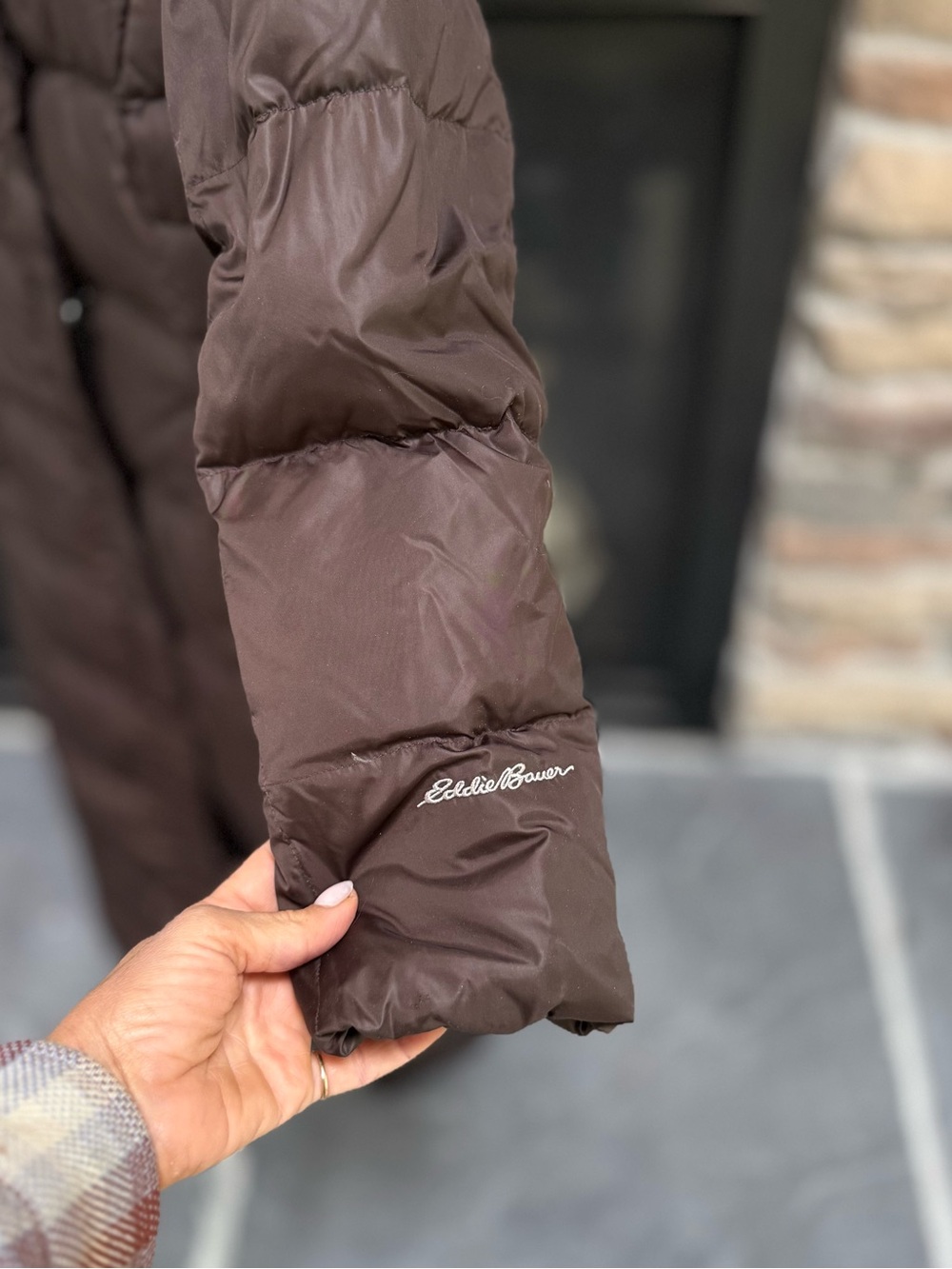 Eddie Bauer women’s full length down puffer coat sz small deep chocolate brown - Picture 11 of 11